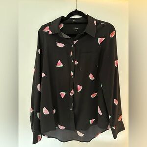 Rails black and watermelon silk blouse